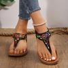 Fashion Fashion Mix Color Bohemian Sandals for Women 2025 New Clip-Toe Flat Heels Gladiator Shoes Woman Pu Leather Non-Slip Sandals