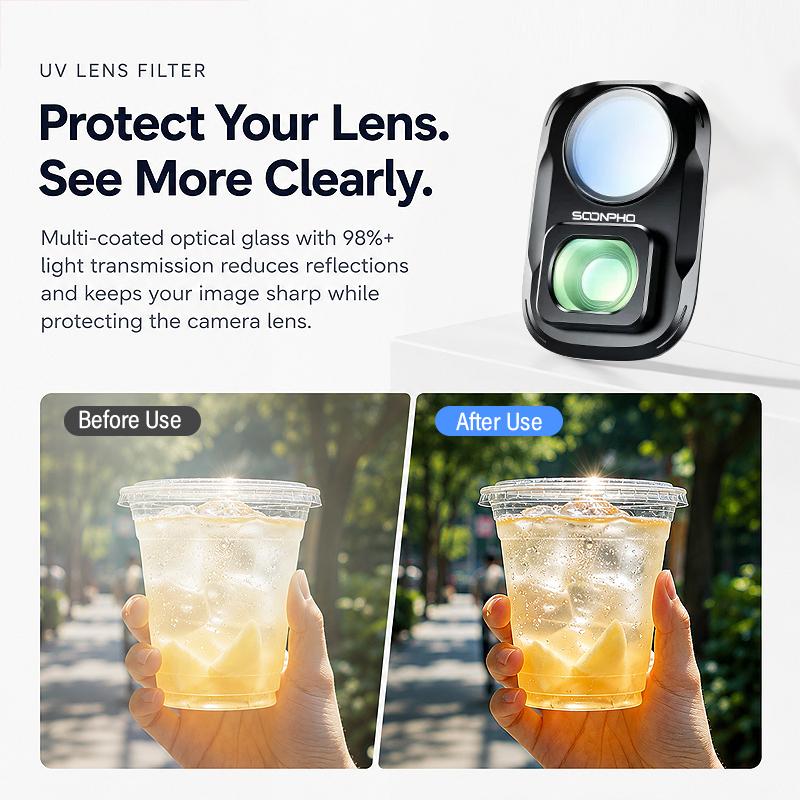 2-in-1 UV Filter Wide-Angle Lens for DJI Osmo Pocket 4P 0.72X Optical Glass 112 Ultra Wide Angel Lens Fliter Set Cam Accessorie