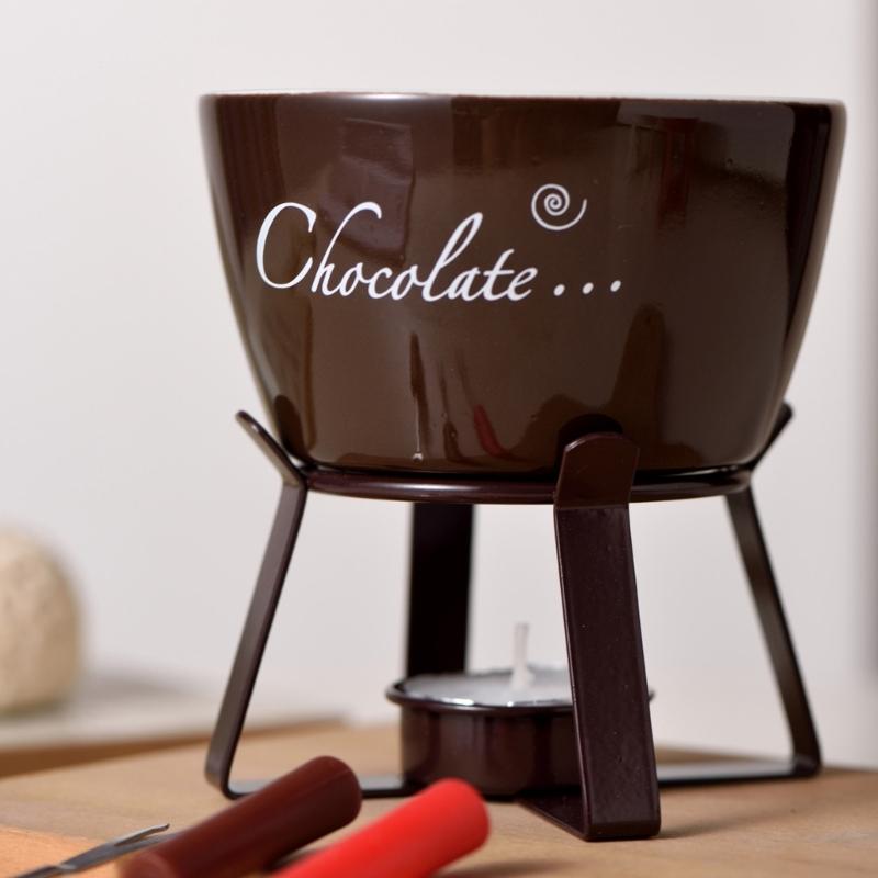 Fondue Pots Set with Fork for Chocolate,Cheese,Candy,Appetizer Tealight Porcelain Melting Pots Ceramic Butter Warmers Set
