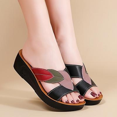 Женская летняя верхняя одежда, обувь для мамы среднего возраста с нескользящей мягкой подошвой, подходит для людей среднего и пожилого возраста в качестве прохладных тапочек