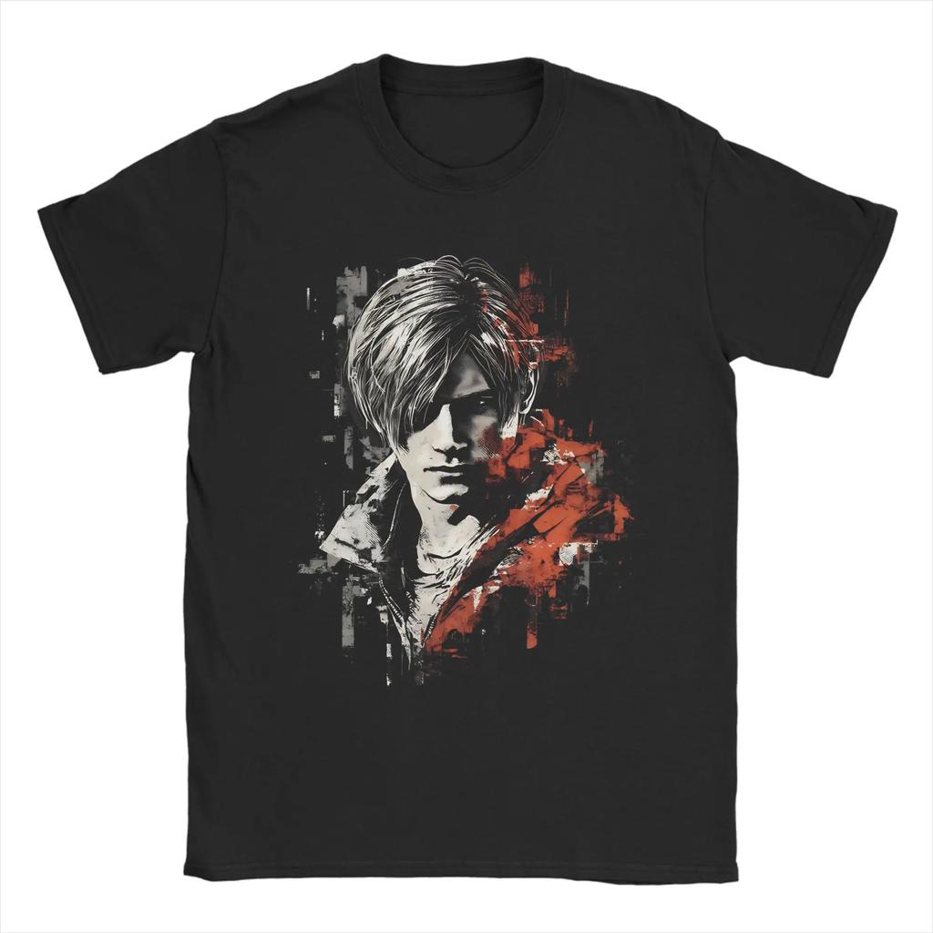 Leon Kennedy T-Shirt Summer Residents Evils 9 Requiem Hipster T Shirts Men Cotton O-Neck Clothing Short-Sleeve Y2K Basic Tshirt