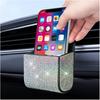 Car Vent Storage Organizer,Bling Car Accessories for Women or Man,Rhinestone Car Vent Leather Pocket,Multipurpose Car Storage/Car Sunglass Holder/Car
