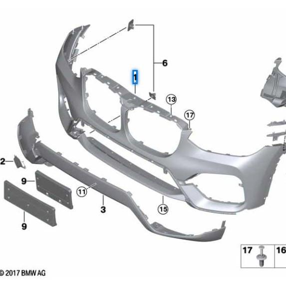 Сборка переднего бампера BMW X3 G08 - 51117497406
