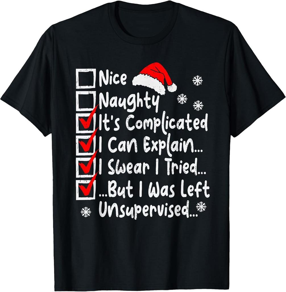 Nice Naughty Multi Checklist Funny Christmas List Family T-Shirt