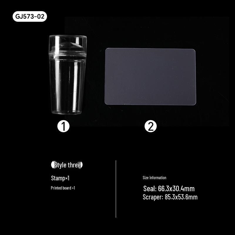 Силиконовый штамп для нейл-арта с крышкой и стальной пластиной-шаблоном для стемпинга