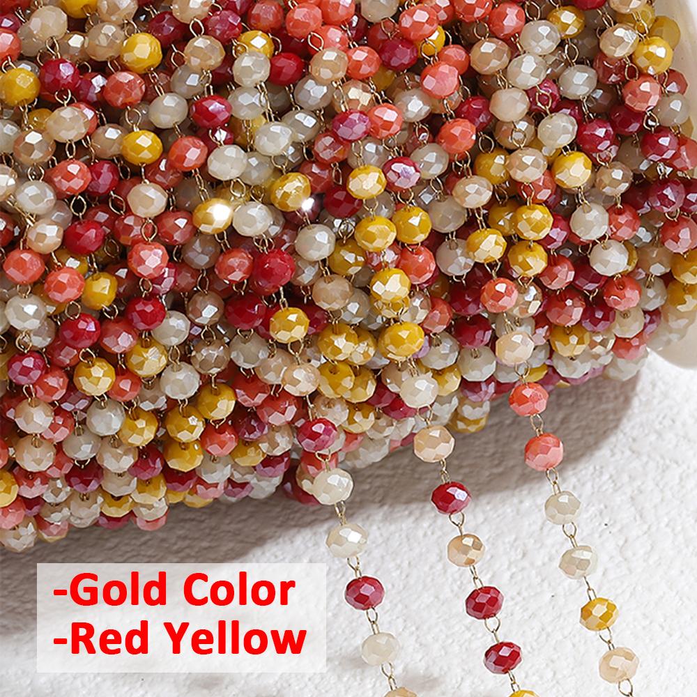 1Meter Colorful Glass Ball Beaded Chain Crystal Beads Necklace Body Chain Accessories for Jewelry Making Components DIY Supplies