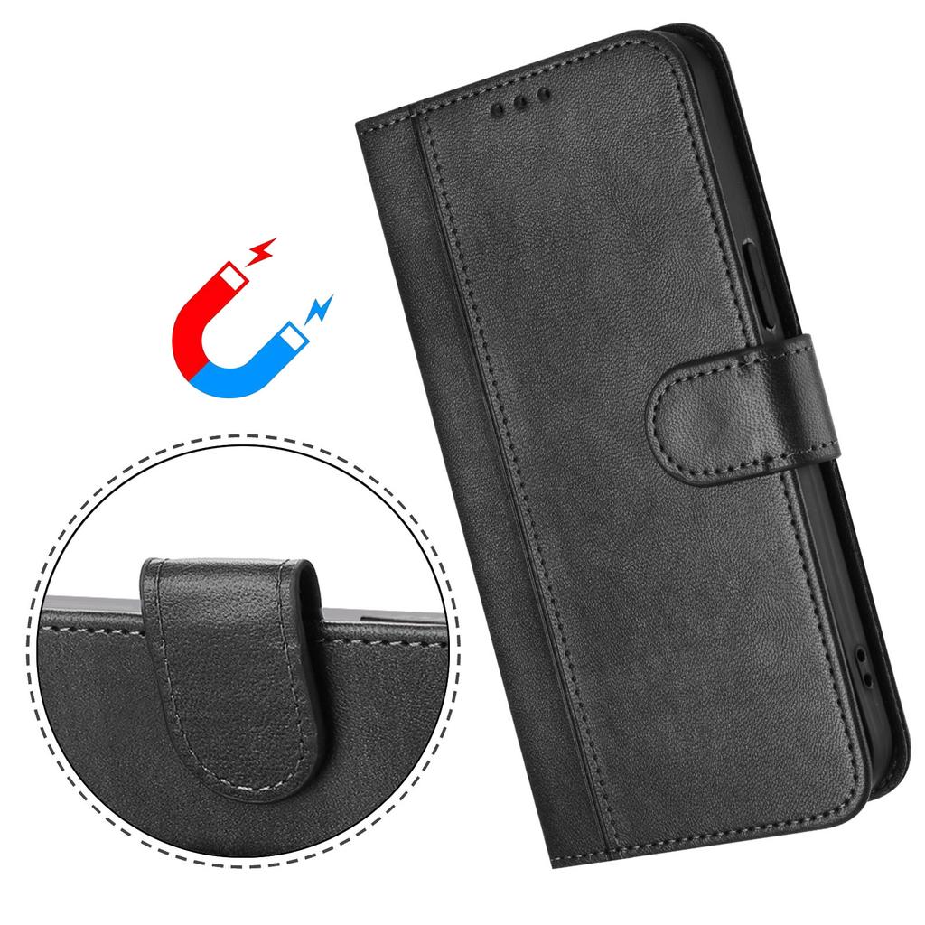 Wallet Case for Moto G67 5G - Leather/PU, Black, With Lanyard