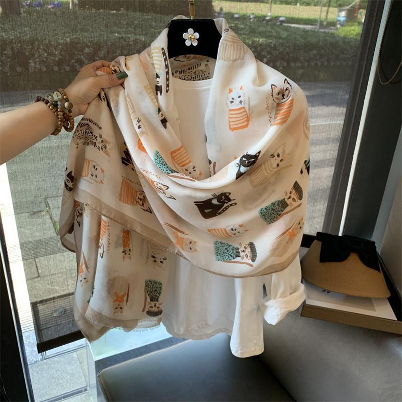 Summer Silk Scarf Shawl Sun Protection Dual-Purpose Yarn Scarf Scarf Spring And Autumn Ethnic Style Versatile Decorative Cotton And Linen Scarf
