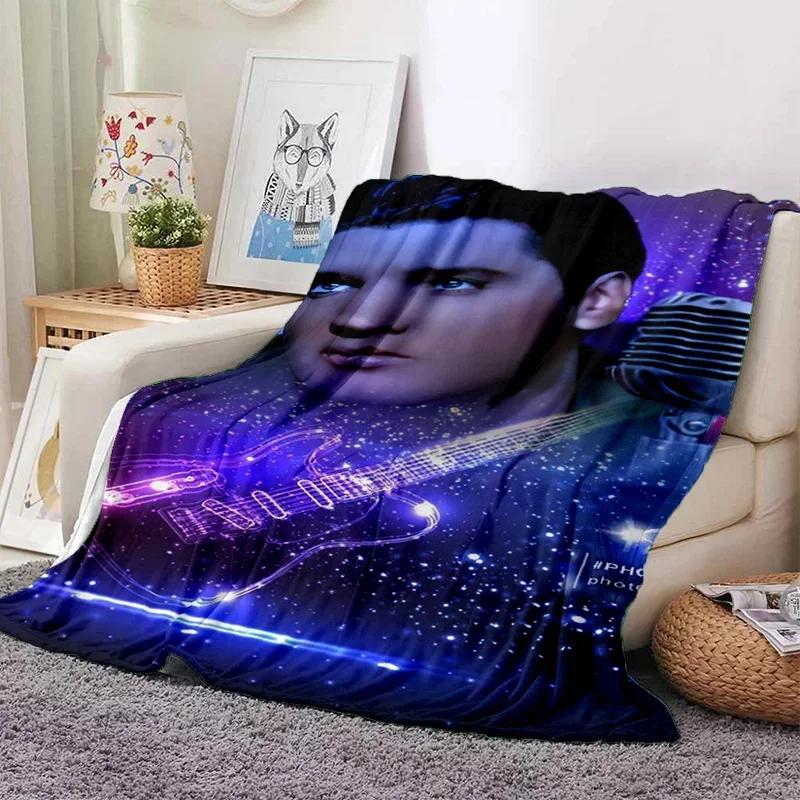 E-Elvis Presley Throw Blanket Soft Flannel Thin for Bed Sofa Cover Bedspread Home Deco Picnic Cooling Blankets for Beds Gift