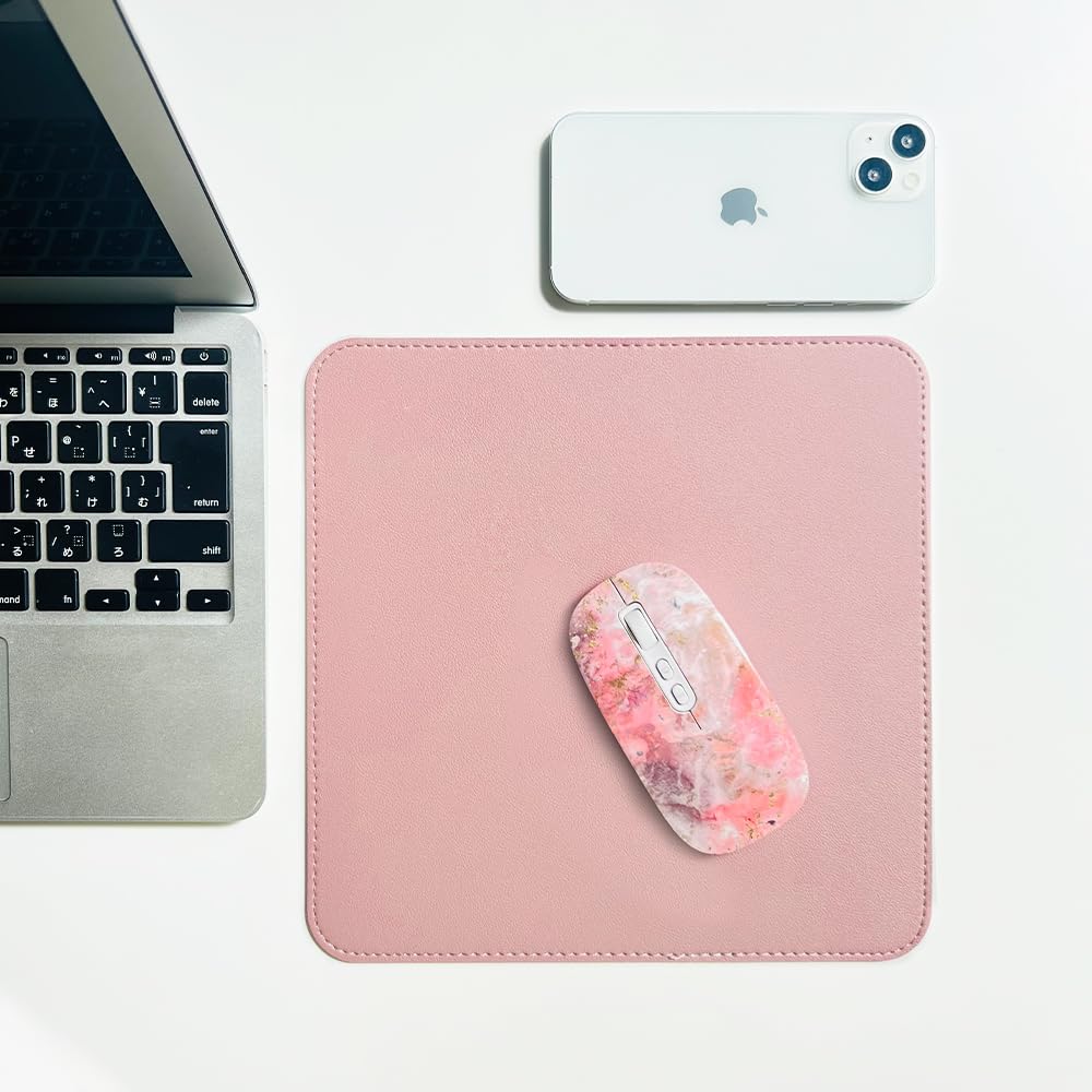 Двусторонний коврик для мыши из натуральной кожи премиум-класса EGRET Simple Stylish Cute Pink Light Двусторонний (тусклый и розовый)