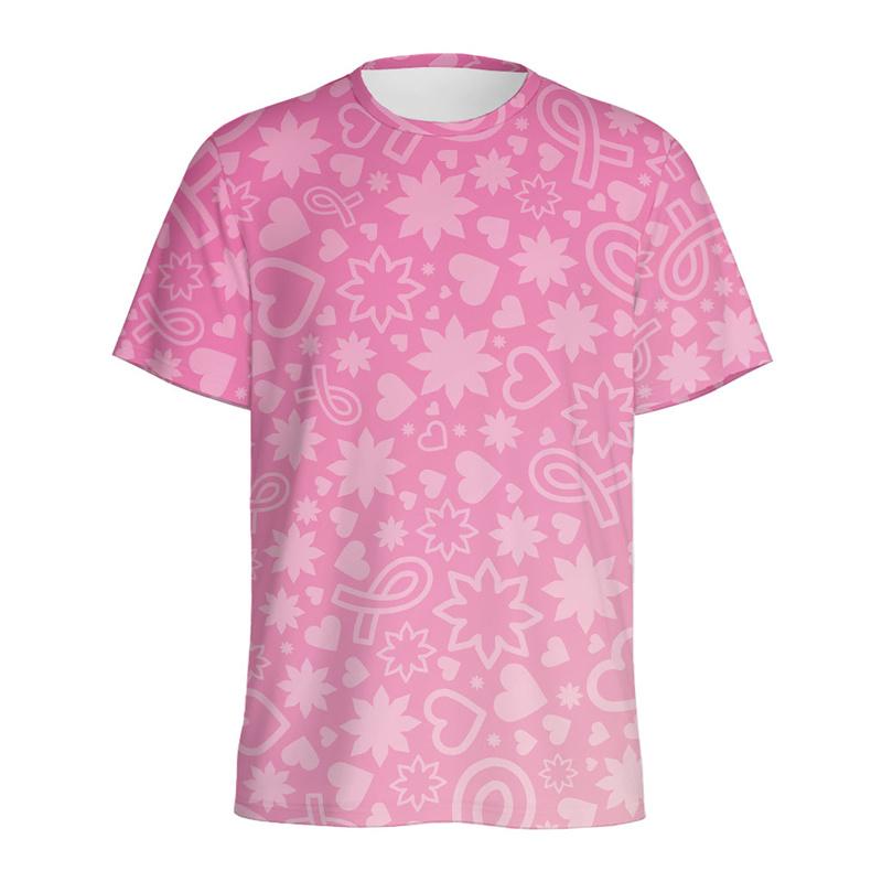 Summer Pink Ribbon T-shirt Women's T-shirt Short Sleeve O-neck Casual T-shirts Clothes Men Fashion Clothing Daily Tees Top