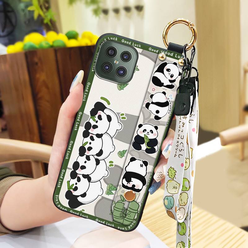Durable Cute Phone Case For Cubot C30 Wrist Strap Anti-knock Cartoon Anti-dust Fashion Design Kickstand Waterproof Panda
