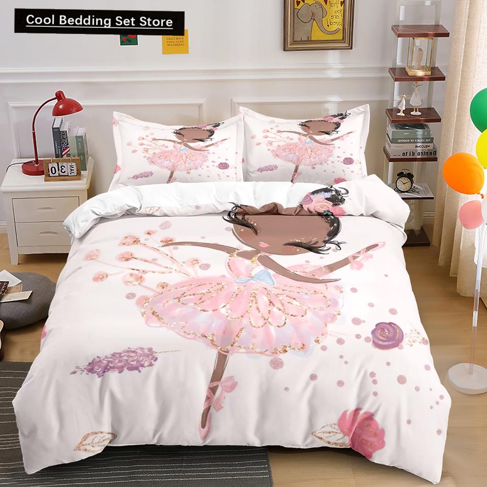 Мультяшный балетный танцующий девочка пододеяльник комплект постельного белья в стиле принцессы для двоих детей для девочек скандинавский покрывало для кровати полный двуспальный размер Queen King