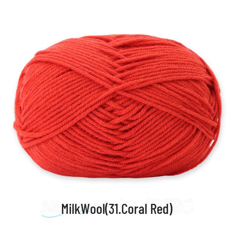 4-Strand Combed Milk Cotton Yarn Ball for DIY Crochet: Doll Making & Baby Sweater/Scarf Kit