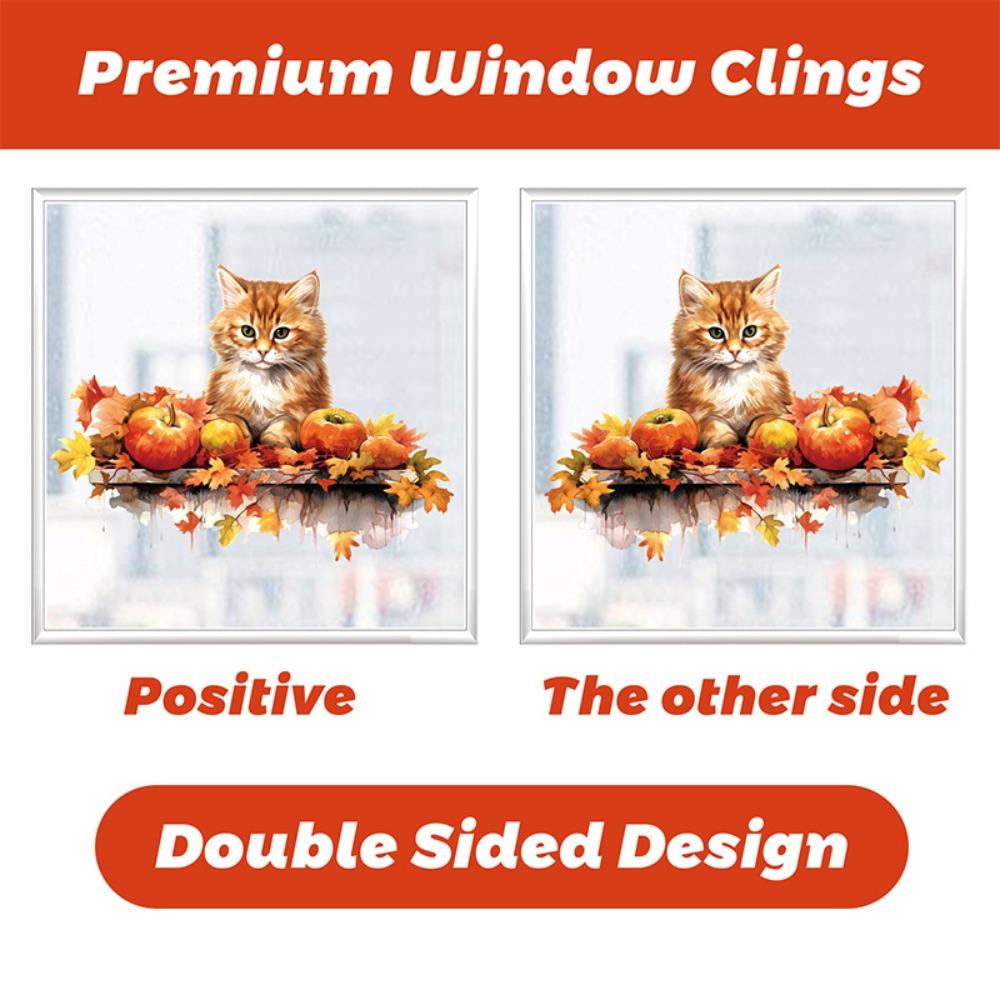 9pcs/pack Thanksgiving Window Stickers Fall Harvest Them PVC Autumn Window Clings Turkey Pattern DIY Maple Leaf Window Stickers