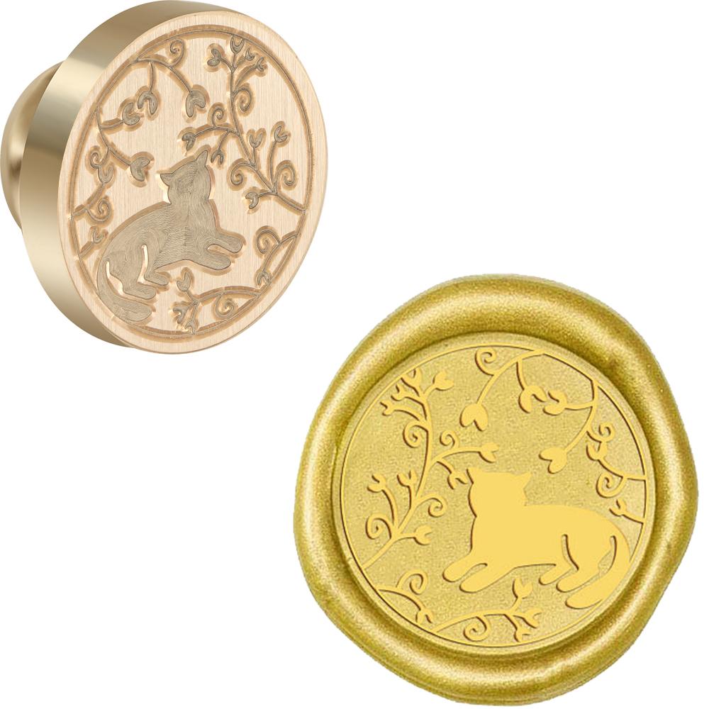 Серия «Кошки» Сургучная печать с рисунком животных Печать из сургуча 25 мм Съемная латунная головка для украшения конвертов, открыток, упаковок