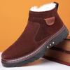 Winter New Men's Cotton Shoes Genuine Leather Wool Fleece One-Piece Warm Casual High-Top Boots Reversible Cow Leather Men's Shoe
