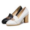 Модные элегантные туфли на высоком каблуке женские туфли-лодочки весенние брендовые черные белые туфли на каблуке для офиса роскошные туфли-лодочки с цепочкой для повседневного платья большого размера
