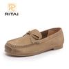 Женские мокасины из натуральной кожи с круглым носком, без застежек, винтажная удобная повседневная обувь
