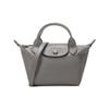 Longchamp Le Pliage Cuir 17 Mini Dumpling Bag Women Shoulder Bag Dove-Gray 1500757P55