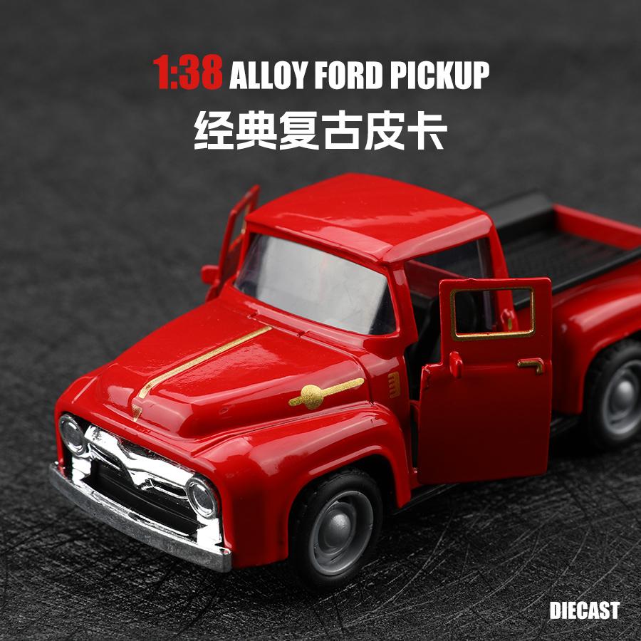 1:38 Classical Retro F100 Pickup, Alloy Model Car, Multiple Color, children metal car, boy's toy gift, car ornaments
