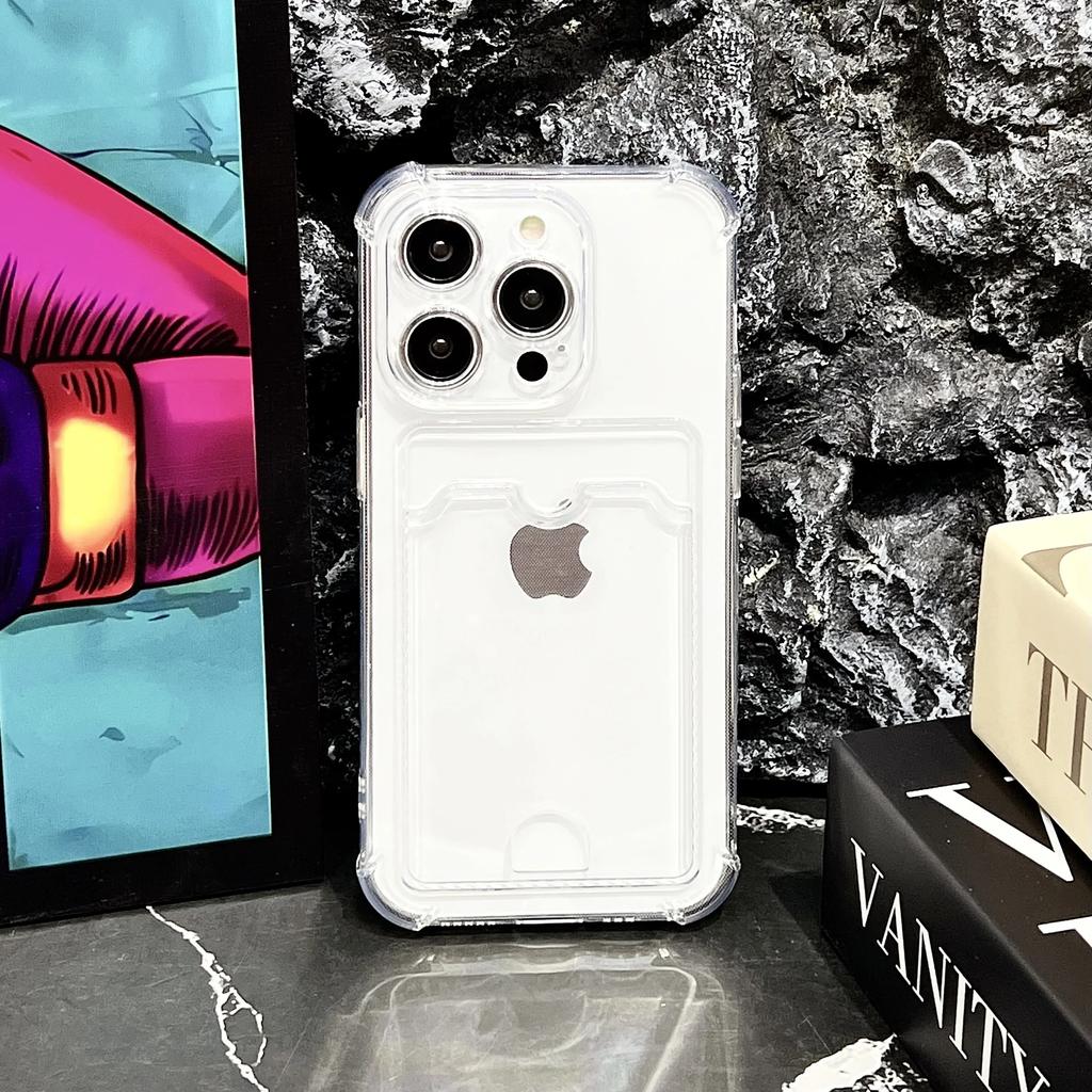 Прозрачный чехол-кошелек с карманом для карт для iPhone 16 15 14 13 12 11 Pro Max, задняя крышка-кошелек для iPhone 15 Plus, противоударный чехол