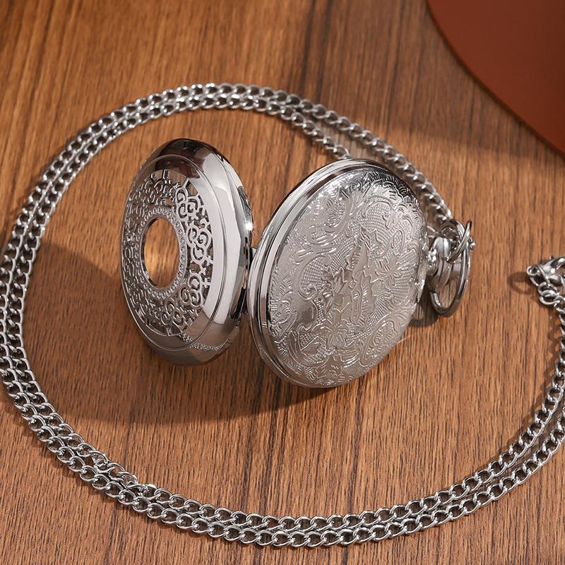 2 шт./набор, 1 шт. мужские ретро-модные кварцевые карманные часы и 1 шт. классическое серебристое ожерелье с крестом, подарок на День отца, идеальный выбор для подарков