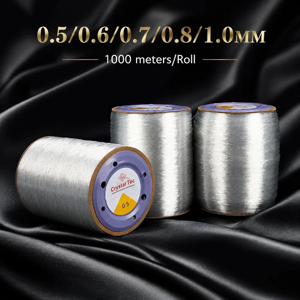 0.5/0.6/0.7/0.8/1.0MM Premium Crystal Elastic Beading Cord, 1000M/Roll Transparent TPU Stretch String for DIY Jewelry