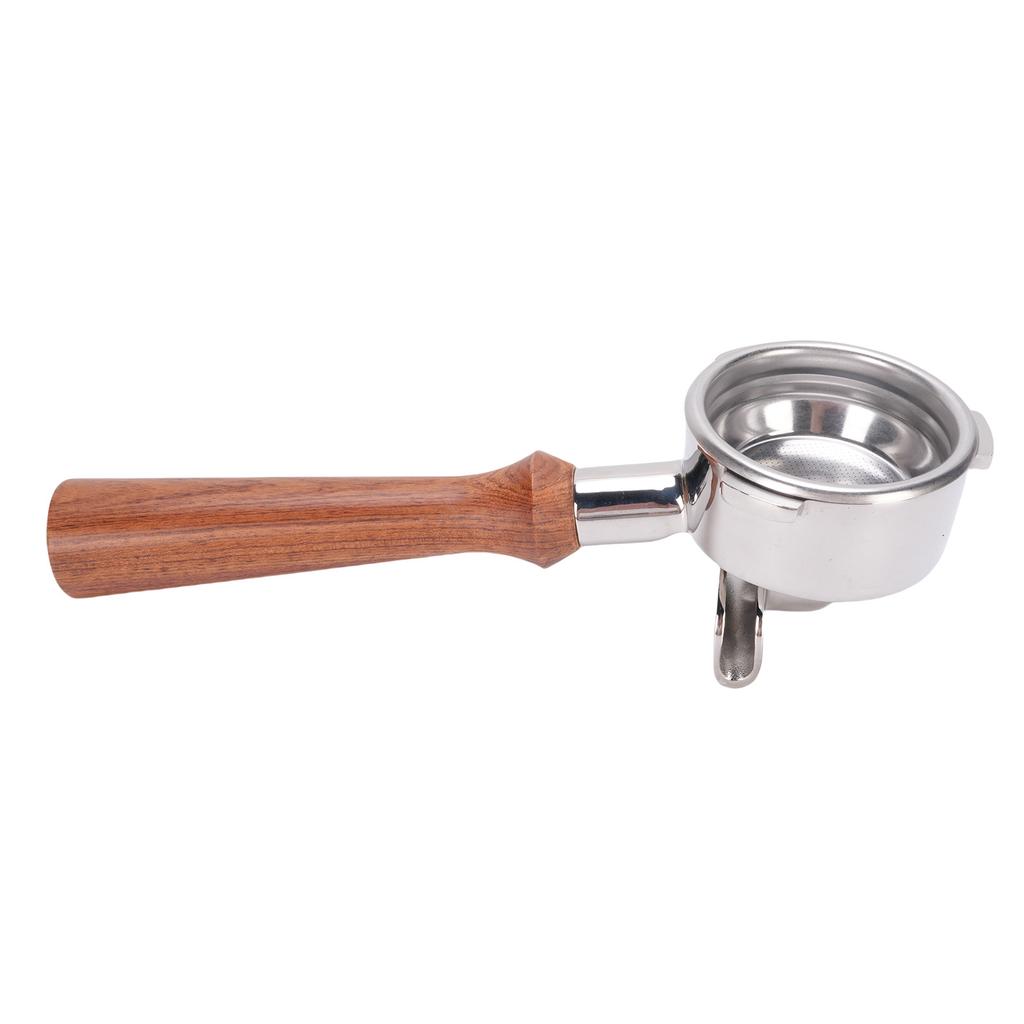 Портафильтр 58 мм с двойным носиком, портафильтр для кофемашины из нержавеющей стали с деревянной ручкой для замены
