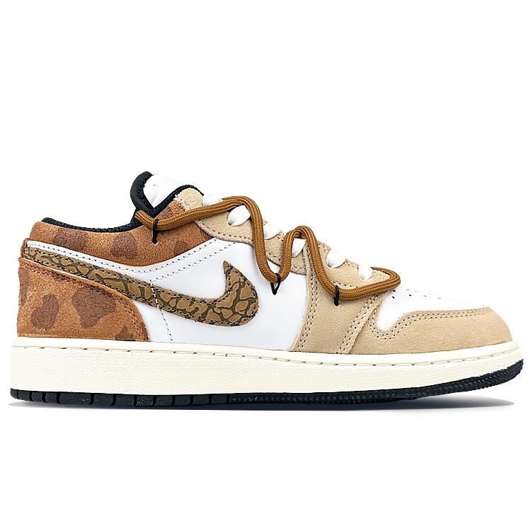 Jordan Air Jordan 1 Low Винтажные Баскетбольные Кроссовки Женские Белые Коричневые DZ5368-201(Team40-S-BOX)