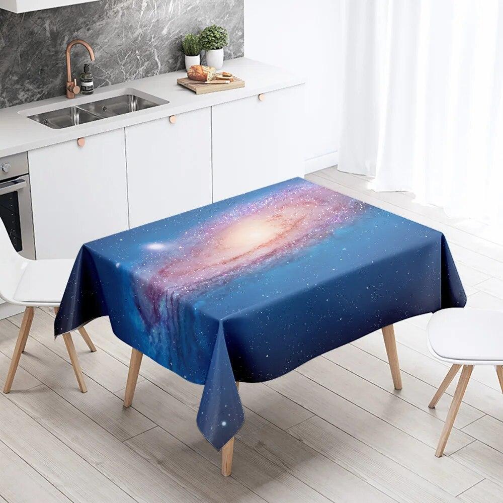 Starry Universe Tablecloth Cumulus Antifouling Waterproof Rectangular Kitchen Dining Table Home Decoration