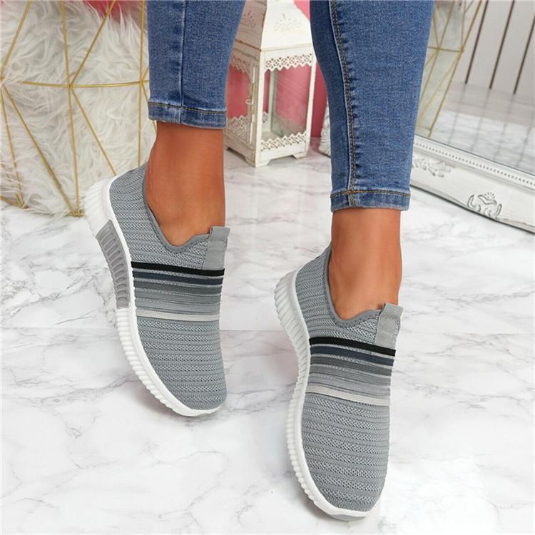 2024 Женские кроссовки Air Mesh Трикотажные вулканизированные туфли Модные дышащие повседневные туфли для женщин Слипоны Женские кроссовки на платформе