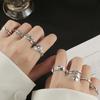 Harajuku Personality Hip Hop Double Chain Joint Ring Opening Niche Knot Geometric Star Vintage Ring