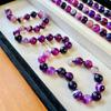 Vintage 12Mm Shujulai Natural Purple Chalcedony Agate Necklace Niche Purple Mysterious Clavicle Bead Chain