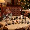 Festive Window Display 24 Days Christmas Advent Calendar with Acrylic Cat Figurines, Countdown Lover Holiday Present for Lovers, Decorative Miniature