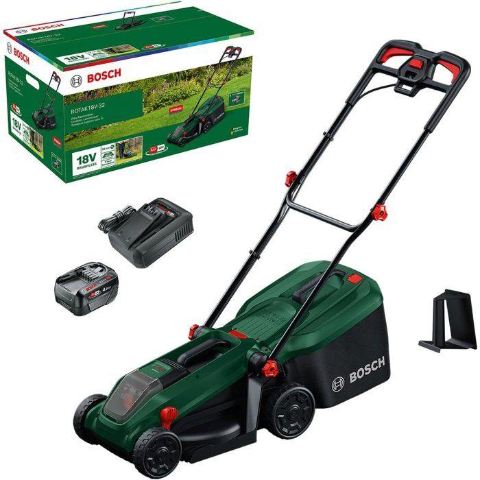 Tondeuse électrique sans fil + batterie 4Ah + chargeur - Bosch - ROTAK18V-32 - 06008B9P00 - 18V - 32cm de coupe