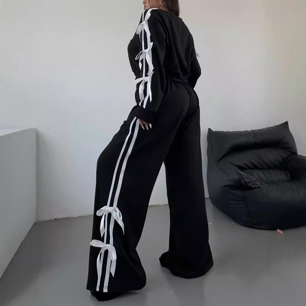 Autumn Women's Casual Long-sleeved Sweater Loose Trousers Two-piece Set