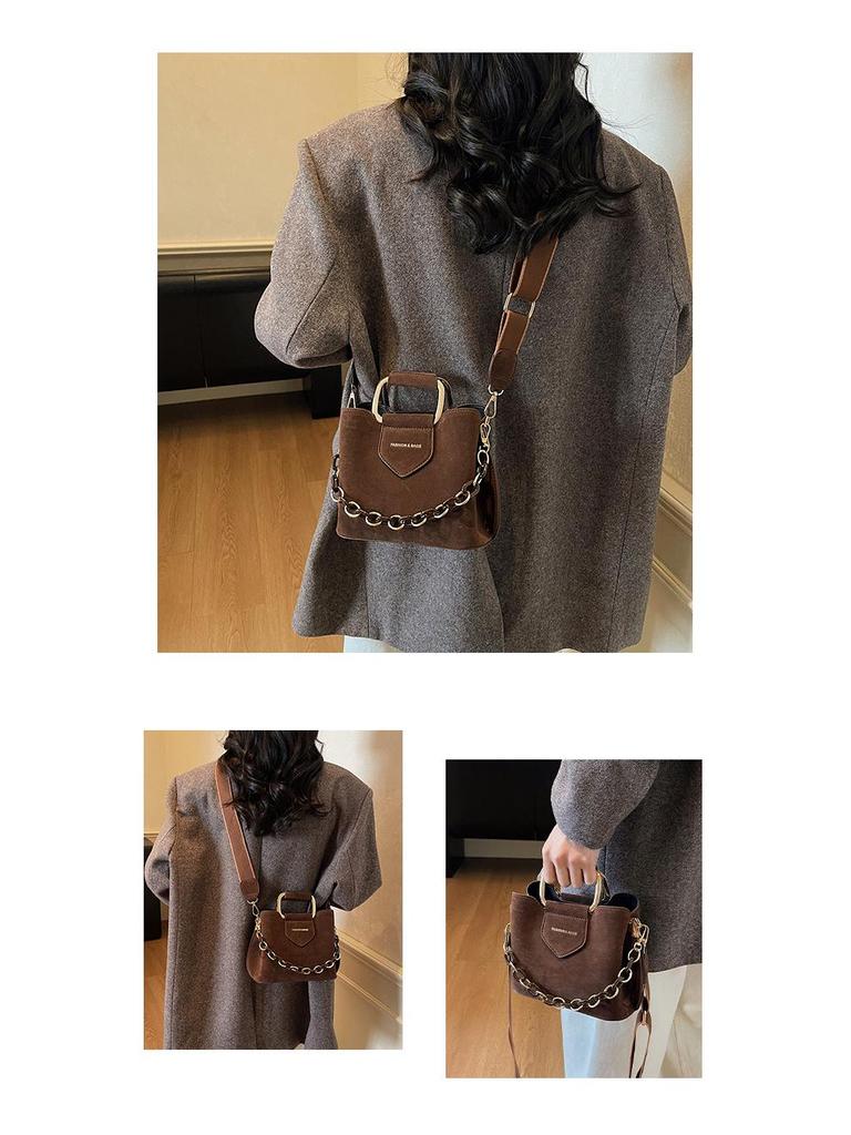 Versatile Women's Solid Color Bucket Handbag - Autumn 2025, Single Shoulder Crossbody