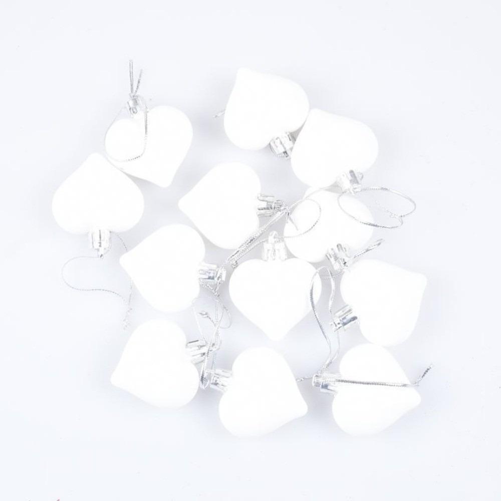 12Pcs Bright Heart Shape Christmas Ball Plastic Christmas Pendants New Year
