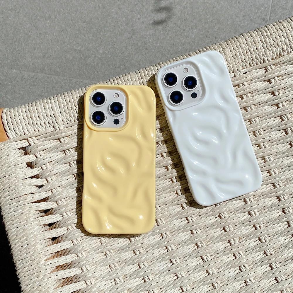 Прекрасные 3D чехлы для телефона с неровной складкой «Метеорит» для iPhone 17 16 15 14 Plus 13 12 11 Air Pro Max Ударопрочные Глянцевые Мягкие