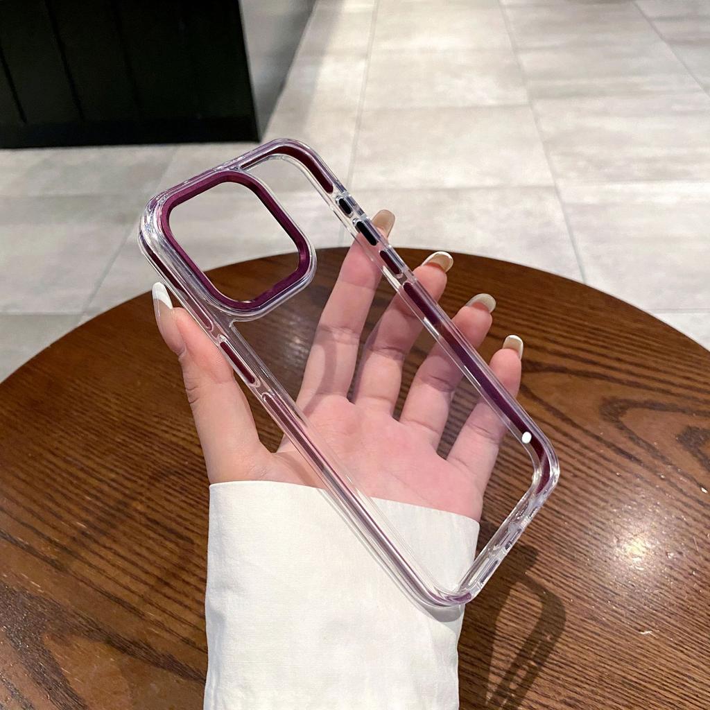 Anti Slip Colored Edge Airbag Anti Drop for IPhone 15 Magnetic Phone Case for Apple 14promax Metal Lens Ring