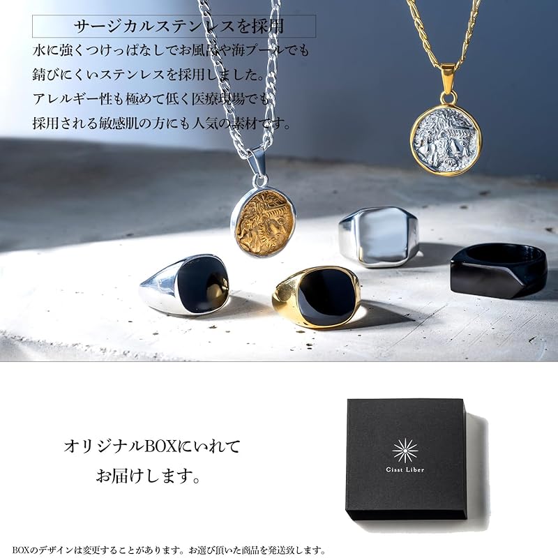 [Cisst Liber] Signet Ring Mens Ring Ring Ring Men's Seal Stand Seal Stand Ring Signet Surgical Stainless Steel Stainless Silver No. 15 ~ No. 16