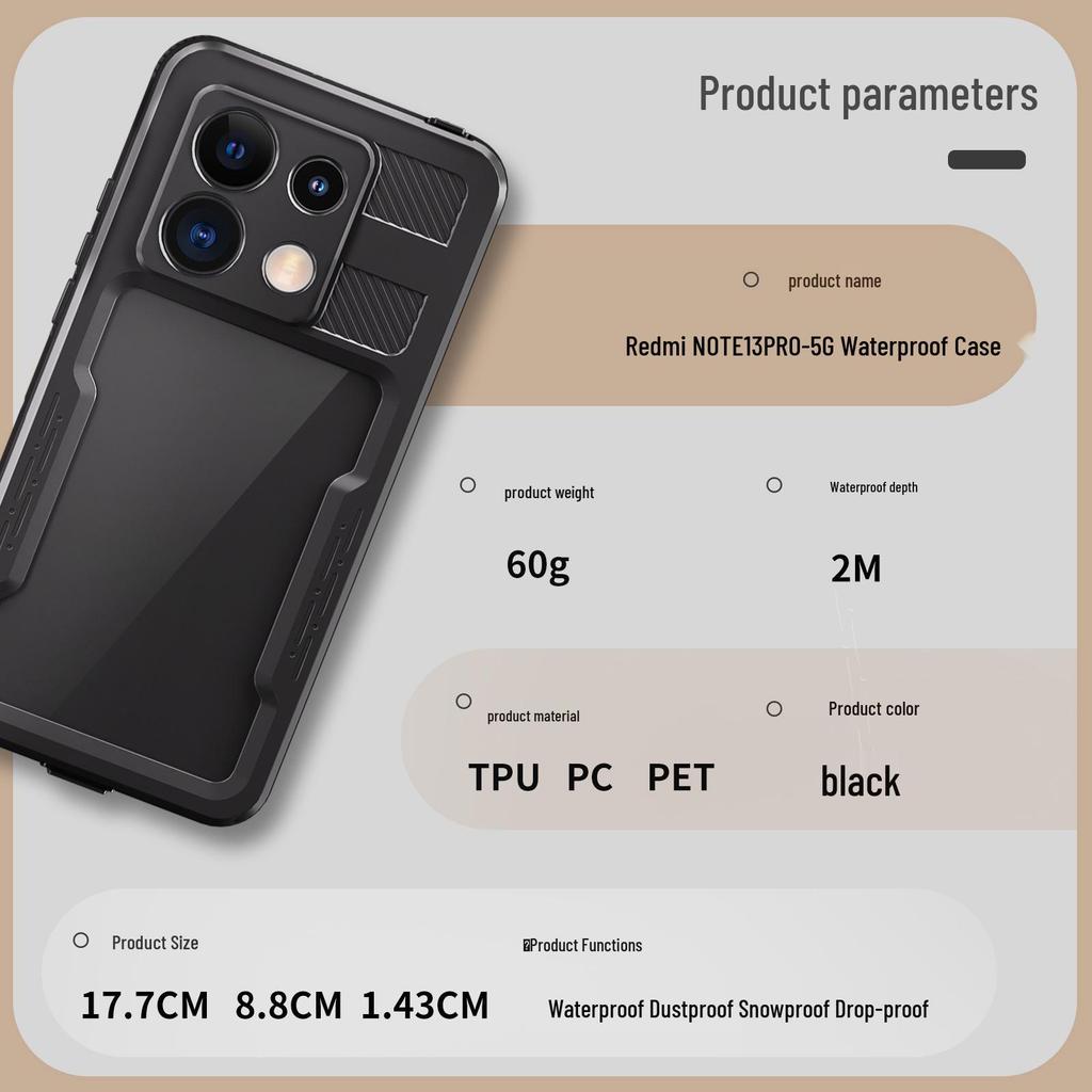 Красный Перец Note13Pro Водонепроницаемый Ударопрочный Защитный Чехол для Телефона