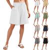 Льняные брюки для женщин с высокой талией, широкие брюки, удобные мягкие шорты, повседневная одежда для отдыха, женские брюки