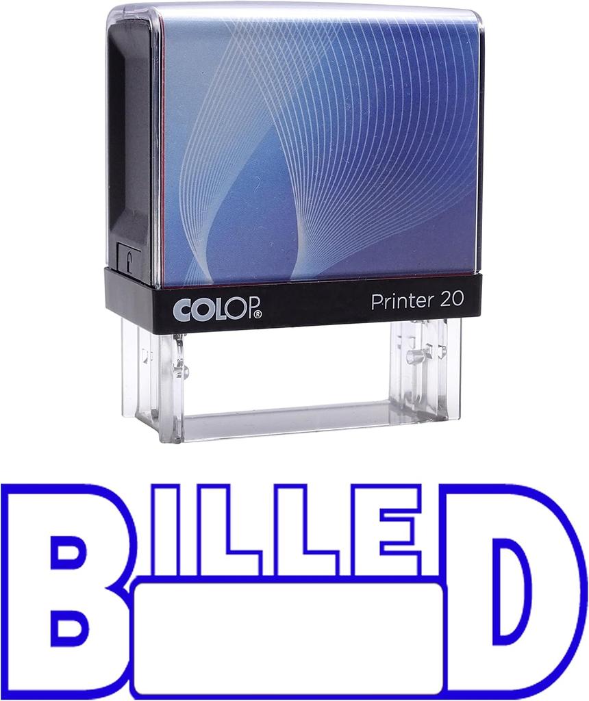 BILLED Self Inking Rubber Stamp Custom Colop Office Stationary P20 Mini Stamper