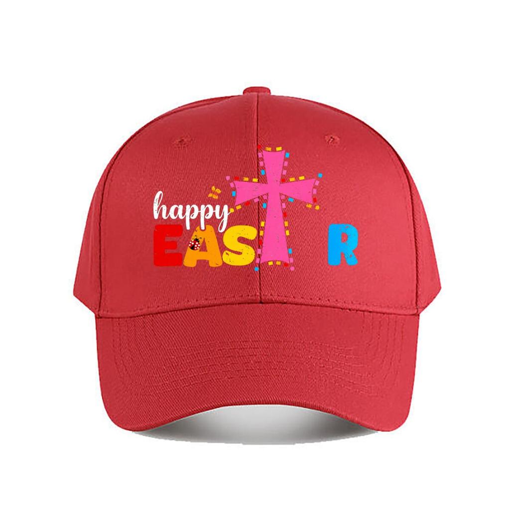 Happy Easter Colorful Cross Baseball Cap Fashion Unisex Sunhat Womens Outdoor Sports