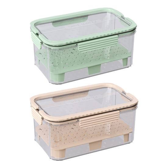 Контейнер для хранения салата, герметичный, прозрачный, Crisper Box, Produce Saver, 2-уровневый охладитель для льда