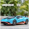 1/24 Lamborghini HURACAN STO Модель легкого спортивного автомобиля, литая под давлением металлическая игрушечная гоночная модель автомобиля, коллекция симуляций, звук и свет, детские подарки