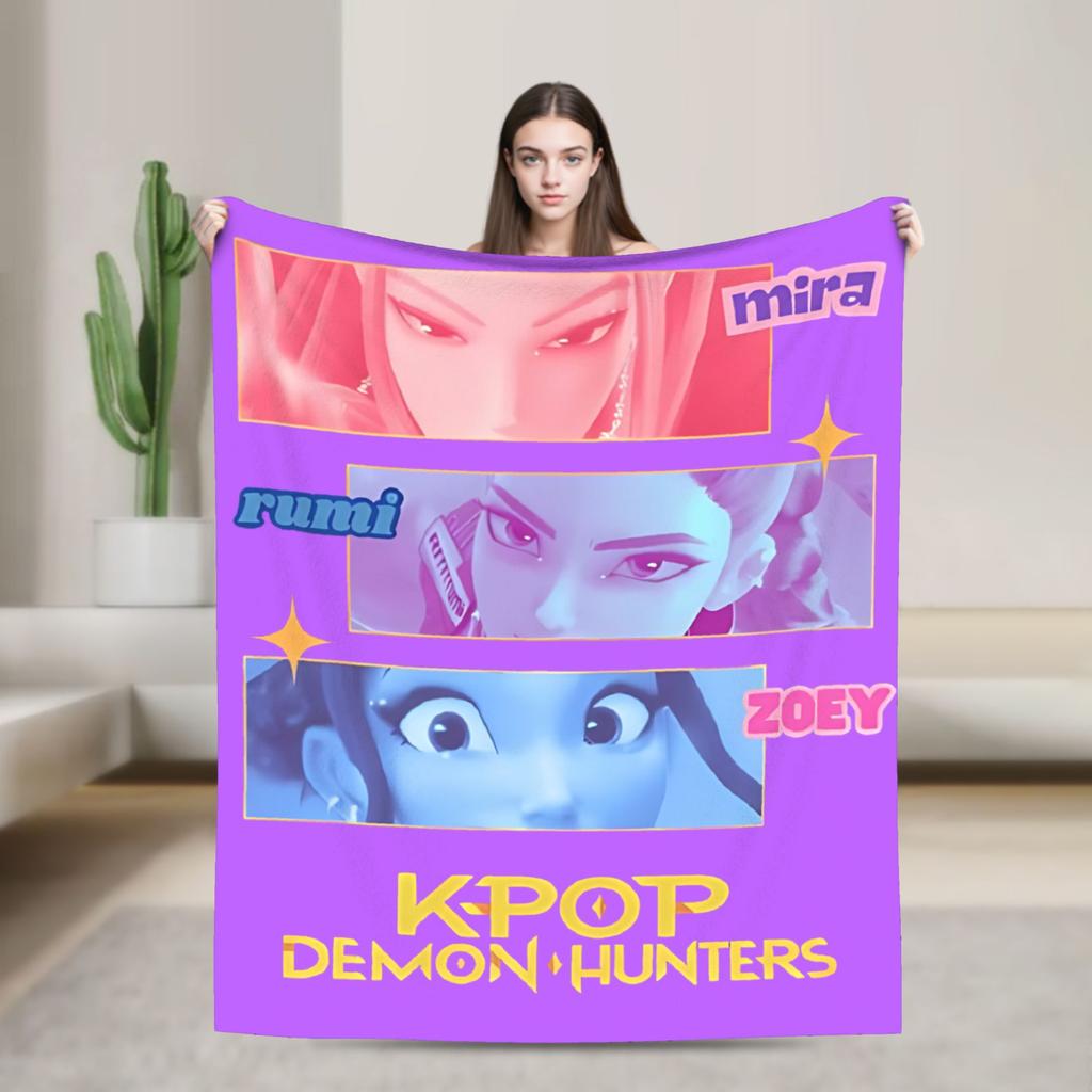 Huntrix HUNTRX Rumi Kpop Demon Hunters Blankets Пушистый, потрясающий, теплый плед для дома на зиму