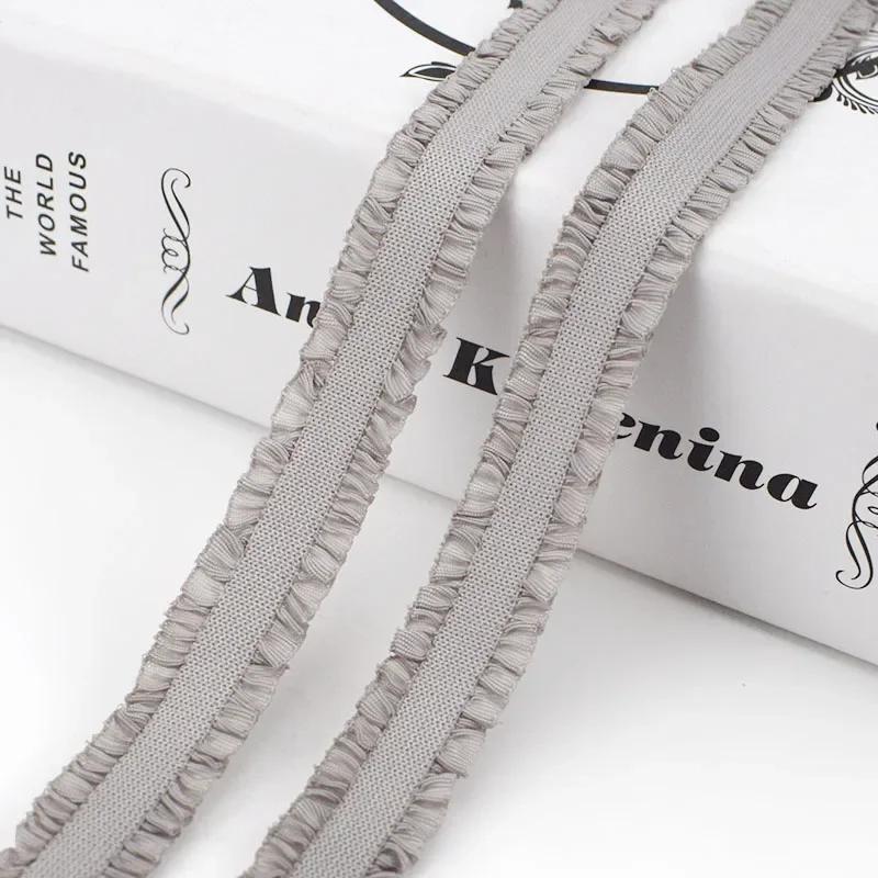 5/10 ярдов Meetee 12 мм эластичная лента с оборками, красочная плиссированная эластичная кружевная отделка, лента для головного убора, DIY швейные аксессуары для одежды